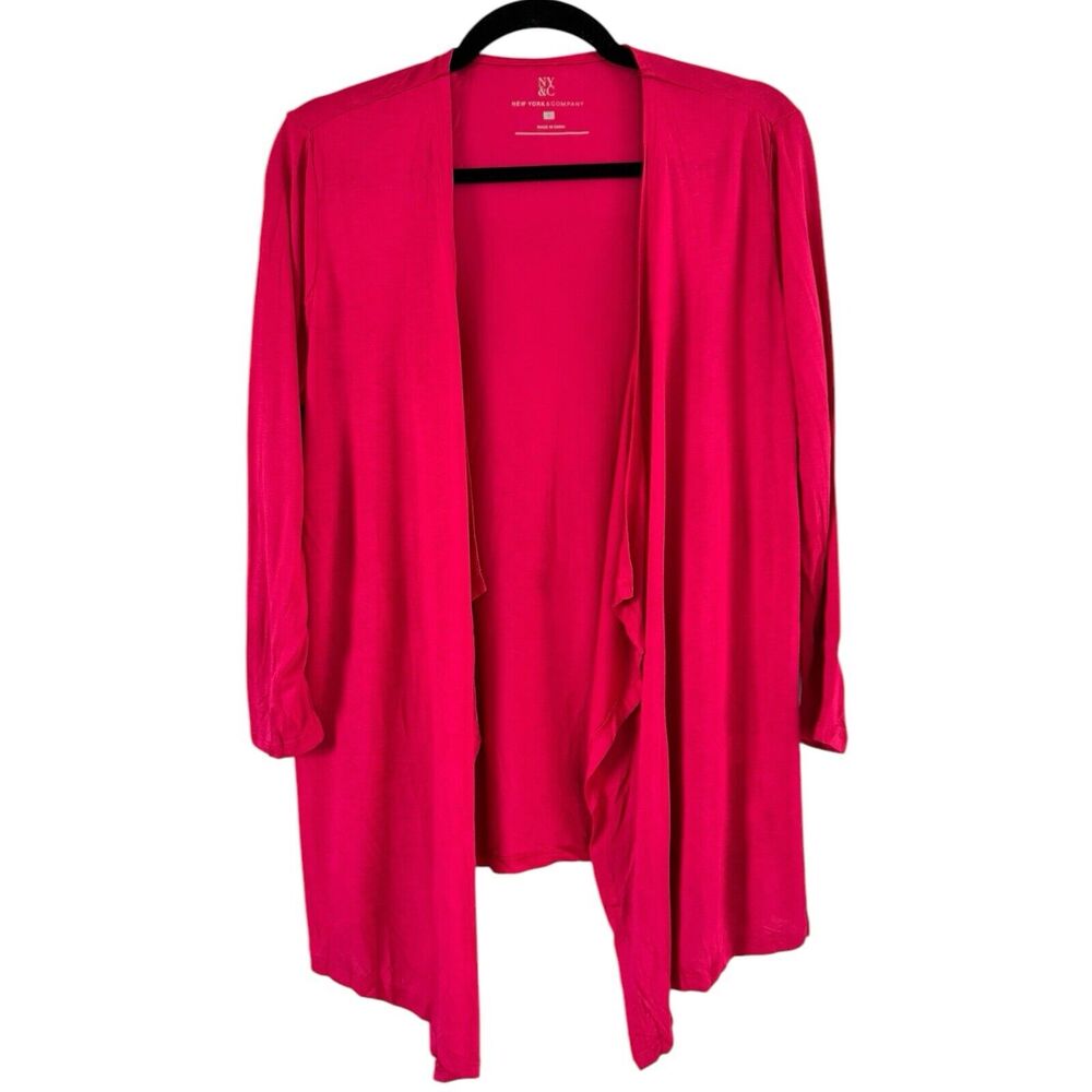 NWT NY & CO Pink Lightweight Asymmetrical Cardigan Sweater Women’s Size Small